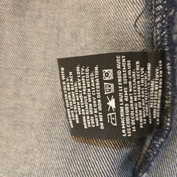 Vie Riche Embroidered Ignorant 33 Snap Button Cotton Denim Jean Shirt Medium - Picture 8 of 12